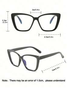1/4 par de gafas de marco transparente minimalista de gran tamaño, adecuadas para uso diario - Multicolor - Ver 6