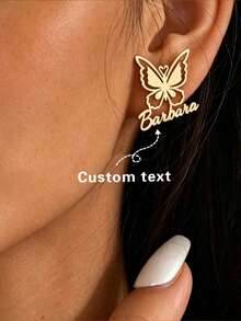 1pc Customizable Fashion Heart Name Stud Earrings, Luxury Design, Beach Vacation, Ins Style, Commute Versatile, Gift For Girlfriend, Best Friend, Unique Non-Duplicated, Student, Suitable For Anniversary, Valentine's Day, Mother's Day, Birthday, Graduation, Daily Wear, Wedding, Prom, Father's Day, Party, Back To School, Teacher Gift, College, Dorm, Suitable For Boys, Girls, Teens, Middle School, High School, College Students - Multicolor - View 1