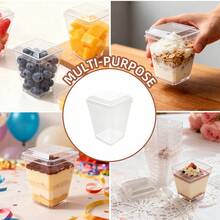 25/50 piezas Vasos reutilizables de 5 onzas para postres con tapas – Vasos transparentes versátiles para pudín, yogur, mousse, helado, ideales para cumpleaños, bodas, suministros para fiestas – Recipientes festivos para preparación de alimentos, diseño apilable, excelentes para planificación de eventos, bodas, fiestas - - - Ver 6