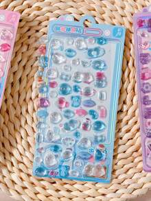 3D 浮雕貼紙 可愛卡通貓咪與兔子動物貼紙,手帳 DIY 日誌可愛文具貼紙裝飾,學校用品 - 彩色 - 查看 4