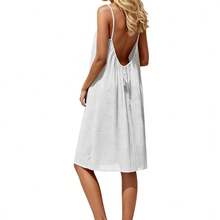 Vestido corto tirantes espalda descubierta seda fría liso 2026 mujer estilo europeo-americano, playa vacaciones - Burdeos - Ver 4