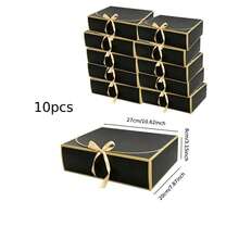 4/10pcs Gold Foil Gift Boxes With Lids, 3 Sizes Available, Luxury Black Bridesmaid Proposal Boxes, Suitable For Weddings, Baby Showers And Birthday Parties - View 7