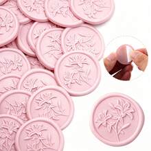 20pcs/Pack 3D Embossed Lily Flower Pattern Wax Seal Stickers, Self-Adhesive Wax Seal Stickers, Suitable For Gifts, Wedding Invitations, Envelope Sealing - Pink - 3D Lily - Pink - View 4