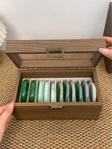 1件式木製手鐲收納盒附蓋，防塵翡翠手鐲展示盒，可拆卸隔板適配粗細手鐲，高透明清晰視窗，防塵防氧化，多格設計防止碰撞，雙尺寸，適用翡翠、瑪瑙、翡翠手鐲、細手鐲，梳妝台珠寶收納整理盒 - 彩色 - 查看 6