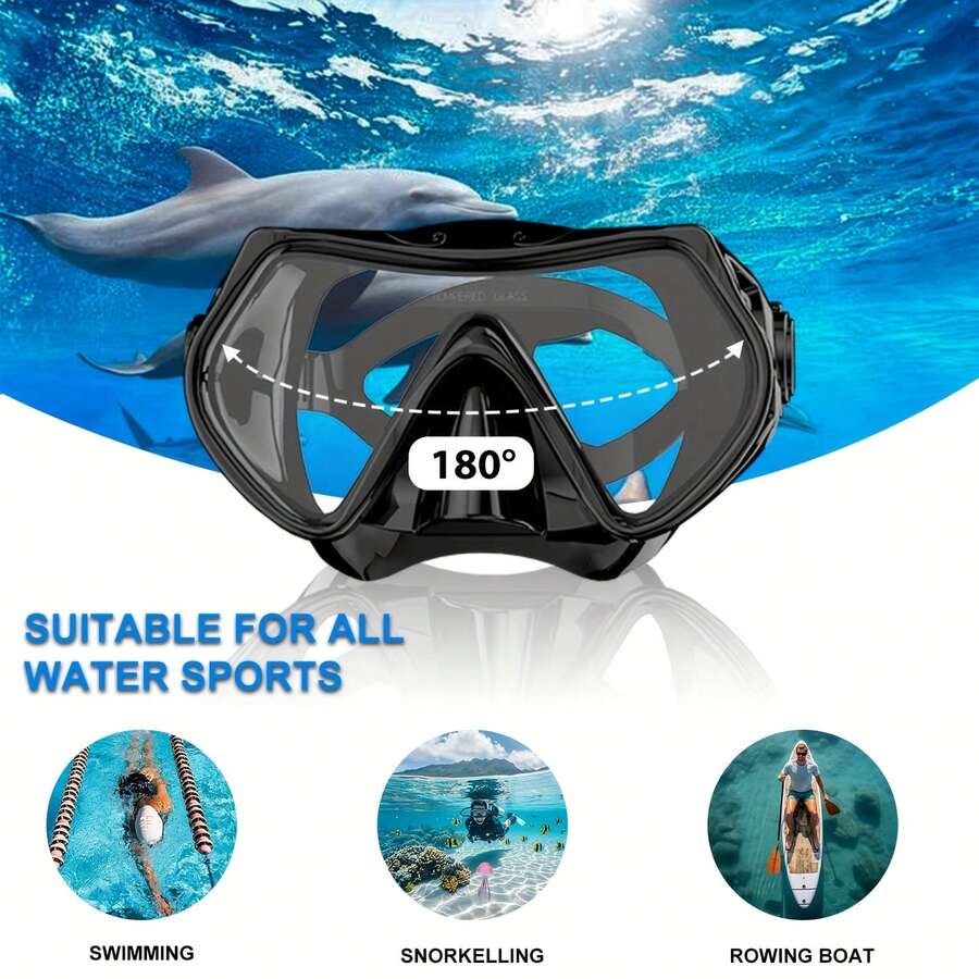 Perlengkapan Snorkeling Profesional - Set Masker Selam Bingkai Besar dengan Pandangan Panorama, Terbuat dari Bahan Berkualitas Tinggi, Anti-Kabut dan Anti Bocor, Cocok untuk Latihan Renang, Snorkeling di Luar Ruangan, dan Olahraga Lainnya