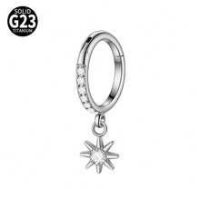 1PC G23 Titanium Carving Zirconia 16G Septum Clicker Ring Segment Hinged Dangel Various Styles Tragus Helix Daith Piercing Jewelry - As Shown - View 24