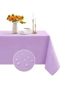 1 Set Rectangular Tablecloth With Pleated Table Skirt, PEVA Plastic Oil-Proof, Waterproof, Stain-Resistant, Wedding Party Decoration Set, Suitable For Birthday Party, Event, Banquet, Baby Shower - Purple - View 11