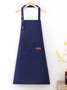 1pc Fabric Kitchen Apron For Hair Salon, Adjustable Shoulder Straps, Dual Pockets, Unisex, Chef BBQ Restaurant Bar Shop Cafe Nail Studio Work Uniform Apron - Multicolor - View 7