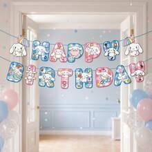 MINISO Cinnamoroll Happy Birthday Banner, Cute Character Letter Garland For Party, Bedroom Wall & Doorway Decor, Birthday Celebration - Banner - View 1