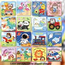 10pcs DIY Puzzle Set, Featuring Colorful Animal, Dinosaur And Transportation Patterns, Helps Develop Coordination And Motor Skills. This Puzzle Toy Combines Montessori Educational Philosophy To Integrate Education And Entertainment - Multicolor - View 10