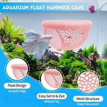 1pc Floating Betta Habitat For Aquarium, Used For Feeding Betta Or Shrimp, Cave And Hammock, Small Fish Feeding Ring, Aquarium Hidden Feeding Decor Accessory - A - View 1