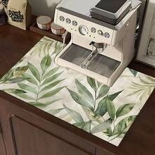 1pc Home Decor Plant Pattern Printed Absorbent Mat, Dish Drying Mat, Espresso Machine Countertop Absorbent Mat, Drainage Mat, Soft Faucet Absorbent Mat, Sink Cup Mat, Kitchen Supplies, Bathroom Supplies - Multicolor - View 10