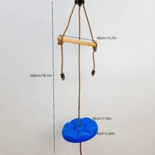 1件 3合1趣味健身戶外鞦韆，鞦韆座墊，感官繩索鞦韆，樹鞦韆套件配件，圓盤鞦韆板，後院室內/戶外攀爬架運動戶外遊戲玩具 - 藍色 - 查看 6