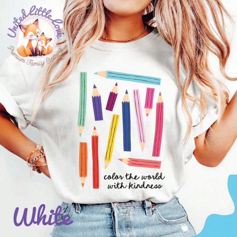 Cute Art Teacher T-Shirt, Cute Elementary School Teacher T-Shirt, Kindergarten Teacher T-Shirt, Art Teacher Thank You Gift, Back To School - 白色 - 查看 1
