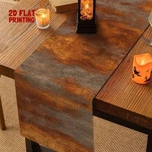 Camino de mesa de poliéster, textura naranja vintage sólida & textura degradada de óxido, resistente al agua, resistente al calor, lavable, decoración de camino de mesa para mesa de comedor, para decoración de mesa y prevención de polvo - Multicolor - Ver 3