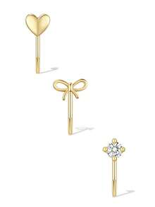 HOTNICE Anting Kait Tanpa Telinga Bentuk Setengah Lingkaran, Anting Lingkaran Terbuka yang Dapat Dilepas, Anting Ringan Tanpa Tindik untuk Wanita, Nyaman untuk Tidur, Aksesori Fashion, Hadiah Sempurna untuk Wanita - Emas - View 2