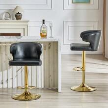 Set Of 2 Bar Stools With Backrest, Height Adjustable, 360° Swivel, With Wide Base And Footrest, Modern Kitchen Stools For Bar Or Counter (Stools Only). - Black - View 3