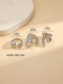 3pcs/Set Men's Asymmetrical Ring Set Suitable For Daily Wear - 3-piece Irregular Ring Set - View 2