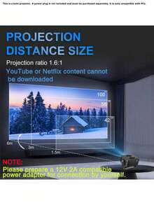 4K Portable Projector, WiFi 6 Bluetooth 5.0 Smart Home Theater Projector, Native 720P HD Video Projector With Auto Keystone Correction, Wireless Screen Mirroring Compatible With IOS Android Phones TV Stick, Suitable For Bedroom Living Room Party - Black - View 5