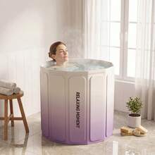 Portable FoldableBath Tub For Adults & Kids, Bracket-Free Easy Installation, Full Body Soaking Bathtub, Home Spa - VIOLET - View 5