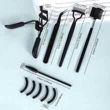 MONKIDS 8/12/14PCS Eyelash Tool Set, Includes Eyelash Curler With Comb, Eyelash Brush, Eyelash Tweezers, Steel Comb, Silicone Pad, Suitable For All Eye Shapes, Curl And Lift Eyelashes, Suitable For Women's Eye Eyelash Set, Stainless Steel Eyelash Curler - Black - View 11