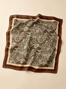 1pc Casual Polka Dot Print 70cm Square Silk Scarf, Spring/Autumn New Women's Square Scarf, Multi-Functional Belt, Headband, Hair Accessory, Fashion Scarf - Coffee Brown - View 3