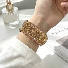 Beaded Bracelet For Women, Transparent Strap, Available In 38mm, 40mm, 41mm, 42mm, 44mm, 45mm, 46mm, 49mm; Handmade Elastic Crystal Pearl Bracelet Suitable For Ultra Series SE, 11, 10, 9, 8, 7, 6, 5, 4, 3, 2, 1 Men's Metal Beaded Strap, Available In Starlight Silver, Pink, Black, Gold, Rose Gold - Multicolor - View 4