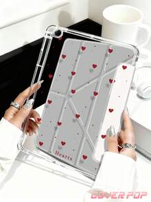 Minimalist Red Hearts & Polka Dots Pattern Tablet Case Compatible With IPad 10th Generation, 9.7/10.2/10.5/10.9/12.9/Pro 11, Compatible With Samsung Galaxy Tab S6 Lite 10.4-Inch, Compatible With Kindle Paperwhite 12th Gen 2024, Kindle (11th Generation-2024 Release), Auto Wake/Sleep,Y-Shape Folding Tablet Cover With Multiple Viewing Angles, Y2K Style & Spring Romance. - Multicolor - View 5