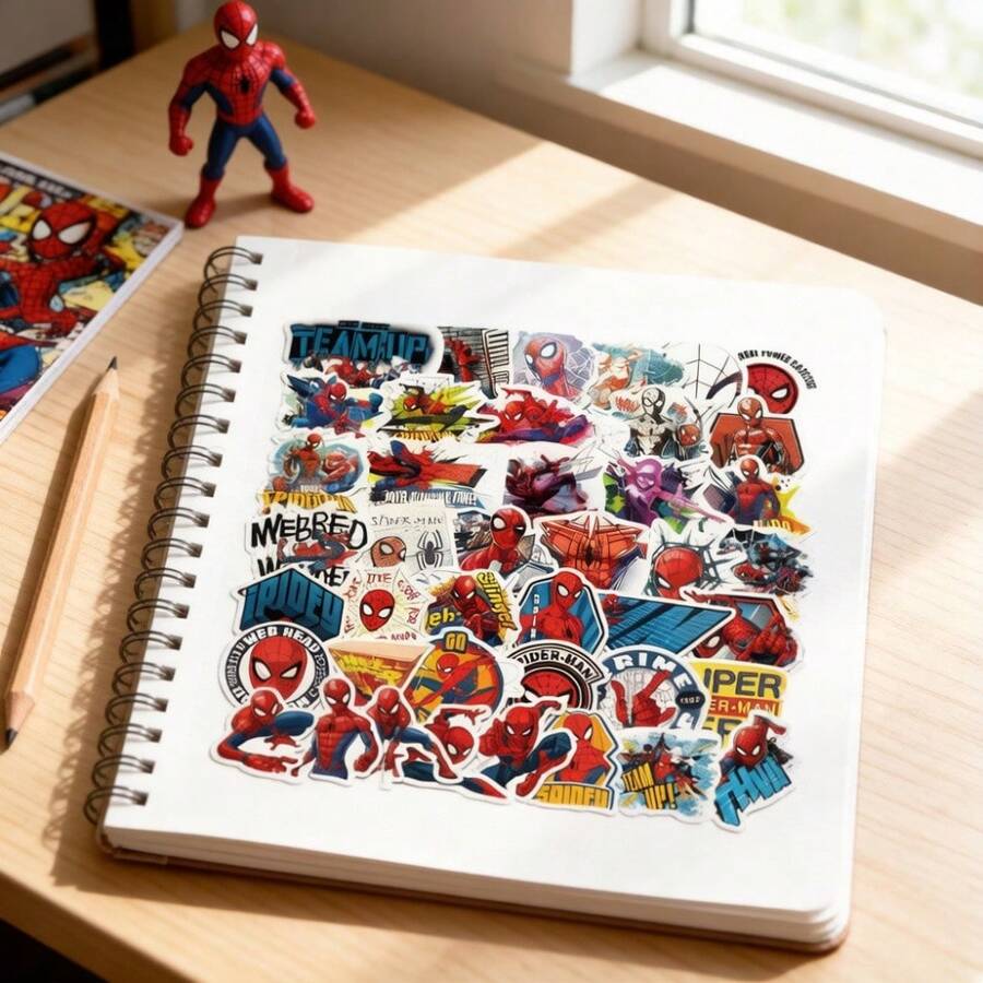 Marvel 50 PIEZAS Pegatinas oficialmente autorizadas de  Avengers, versión Q, héroes como , Iron Man, , calcomanías de dibujos animados impermeables para botellas de agua, computadoras portátiles, teléfonos, autos, cascos, parachoques, regalos divertidos para cumpleaños, San Valentín, días festivos - DSN-010 - Ver 1