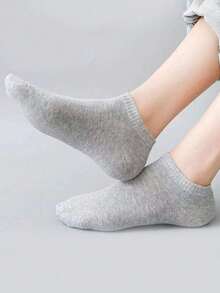 1 Pair/5 Pairs/15 Pairs/30 Pairs Women's Men's Solid Color Boat Socks, Soft Elastic Breathable Low-Cut Invisible Ankle Socks, Simple Black White Gray Basic Style Anti-Slip Casual Socks, Suitable For Sports Shoes - Multicolor - View 5