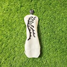 Premium Minimalist Golf Wood Club Headcover, Single-Line Tiger Stripe Embroidery Design, Soft PU Leather Anti-Collision Golf Club Head Cover - White - View 8