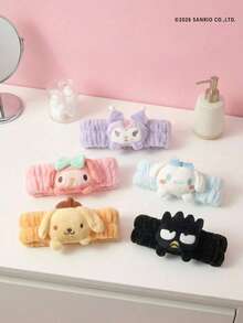 HELLO KITTY AND FRIENDS | Joivida 1個女性用小狗3D毛絨洗臉髮帶，護膚與化妝髮圈，防水防泡沫蓬鬆髮箍，柔軟防滑髮帶，適合浴室、旅行、水療，生日或週年紀念的可愛禮物 - 彩色 - 查看 1