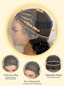22 Inch Natural Corn Braid Woven Wig, Synthetic Fiber 13x6 Lace Front Jerry Curl Braided Wig With Baby Hair, Halloween - Black - View 9