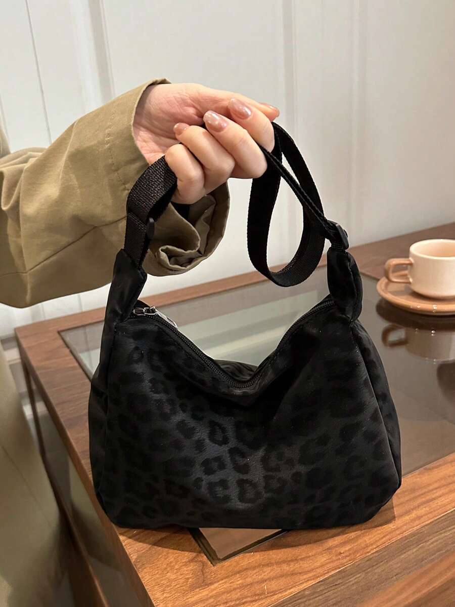 復古女款大容量百搭休閒單肩斜挎托特包,極簡通勤風 - 黑色 - 查看 1