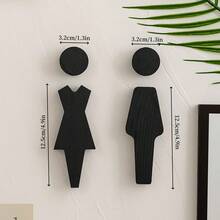 2 Pack Bohemian Wood Bathroom Signs Suitable Home & Hotel Restroom Decor - Black Wooden Wall-Mounted Suitable Men & Women, Irregular Shape With Minimalist, Material Public Or Private Bathrooms - 2 Pieces - View 3
