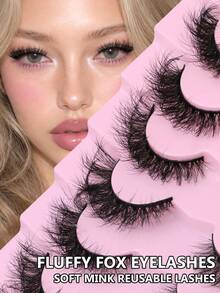 GROINNEYA 7 Pairs Fluffy Cat Eye False Eyelashes, High-Quality Faux Mink Lashes, Thick & Long, Fox Eye Lifting Look, Natural-Looking, Suitable For Any Casual Occasion - Black - View 5