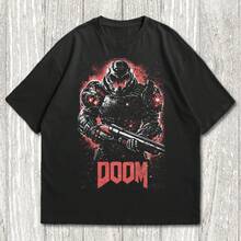 D00M Shirt, Sci-Fi Horror, Gamer Gift, Vintage Doom. - 黑色 - 查看 1