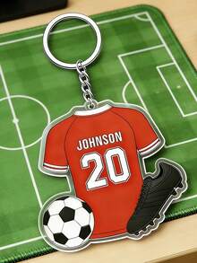 Customized Name & Number Soccer Jersey Acrylic Keychain, Personalized Football Team Key Ring, Customizable Soccer Player Keychain, Sports Team Gift - Multicolor - View 6