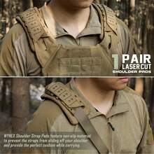 Tactical Shoulder Pads, Laser Cut Molle Vest Shoulder Strap Pads, Breathable Soft Nylon Shoulder Protection Pads, With Pressure Relief Design, Detachable Comfortable Shoulder Pads, For Plate Carrier, FCPC JPC Vest, Backpack, Hunting, Shooting, Hiking, Outdoor Activities, Black/Tan/OD Green Available - Multicolor - View 7
