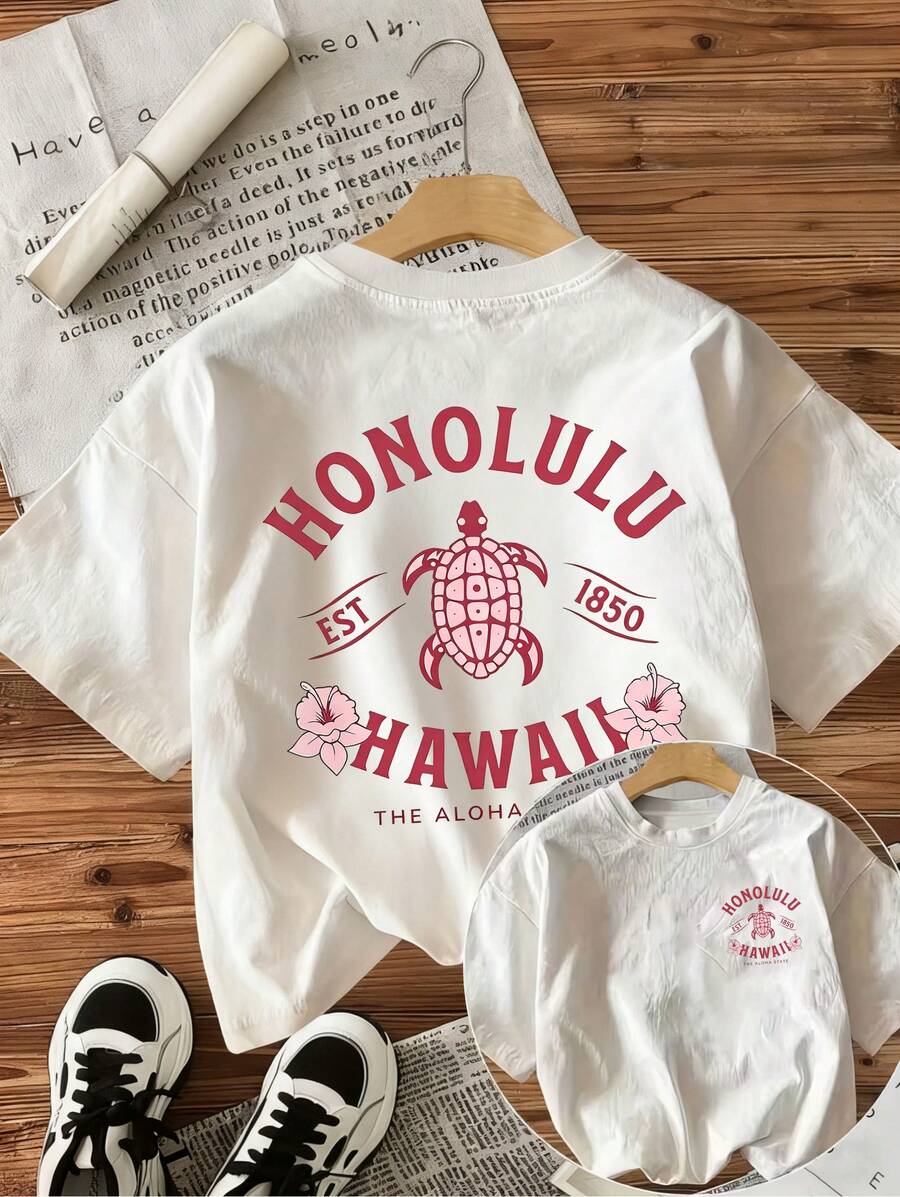 Camiseta de verano estampada de manga corta para mujer, top para mujer, tejido de algodón puro, corte regular blusas para mujer playeras de mujer blusas casuales para dama conjuntos de mujer - Blanco - Ver 1