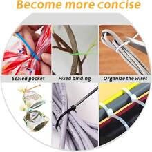 100pcs/Set Self-Locking Cable Ties Nylon Cable Tie Plastic Cable Ties Acid, Corrosion Resistance, Insulation - D-Black - View 4