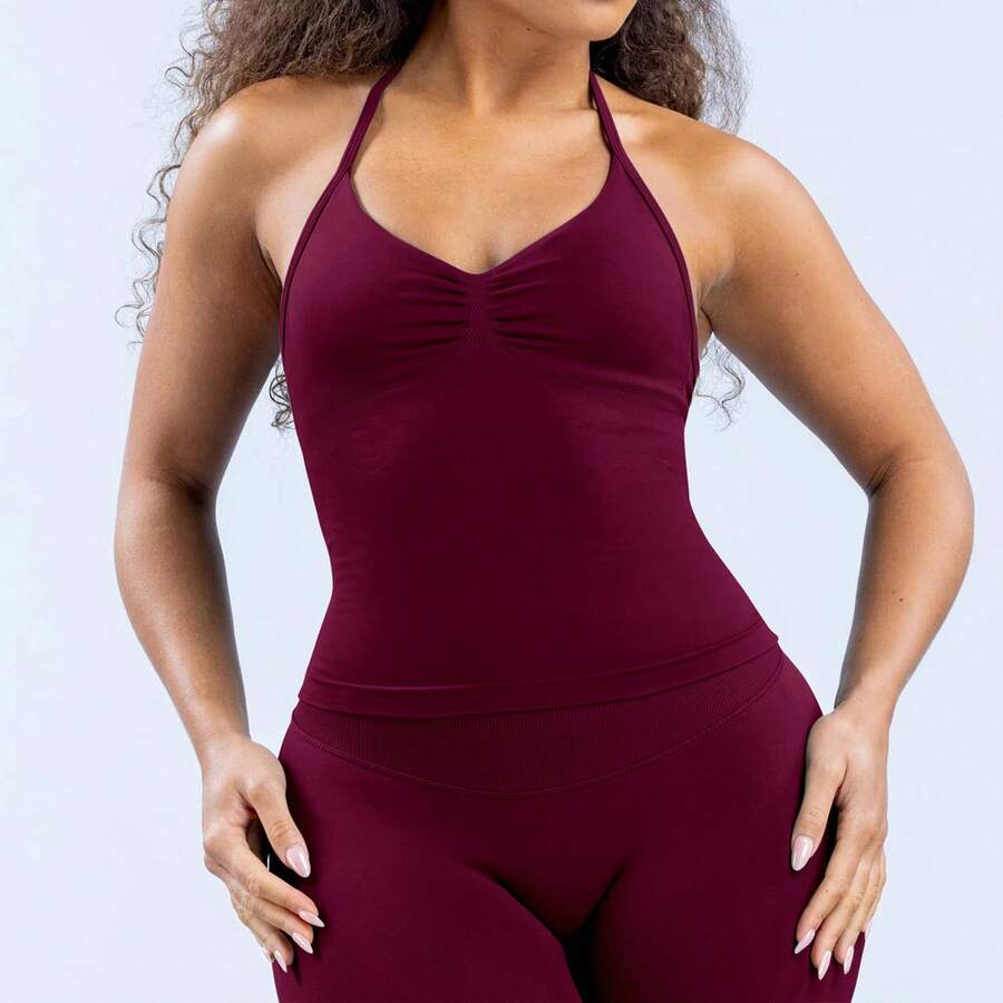 Women's Impact Zip-Up Fitness Crop Top, Long Sleeve Sports Crop Top, Seamless Gym Running Tops, Quick-Dry Workout Shirt For Pilates And Yoga, 2026 - 冬莓色v領背心 - 查看 1