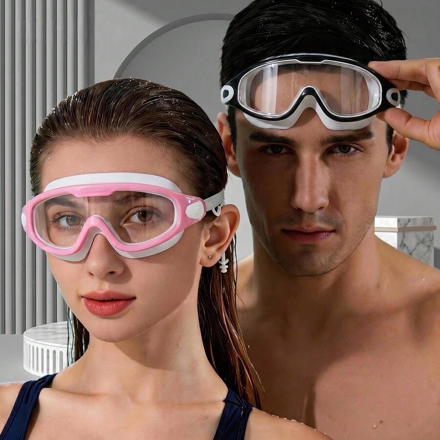 High-Definition Waterproof And Anti-Fog Large-Frame Silicone-Sealed Swimming Goggles With Electroplated Lenses For Adult Men And Women, Non-Irritating To The Eyes. - Multicolor - View 1