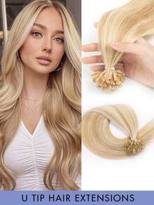 50pcs U-Tip Hair Extensions, Real Human Hair, Natural Appearance, Keratin Straight, Basic Style, Invisible Nail Tip Extensions, Suitable For Women - Multicolor - View 20