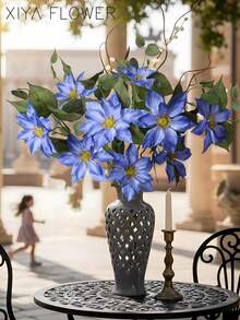 1pc Artificial Clematis Florida,Light Purple, Blue, White,Suitable For Wedding Season, Graduation Gift, Mother's Day Decor,Candlelight Dinner Decor,Valentine's Day Decor,Spring/Summer Decor, All Season Decor,Ideal For DIY Floral & Brewing Props - Multicolor - View 1