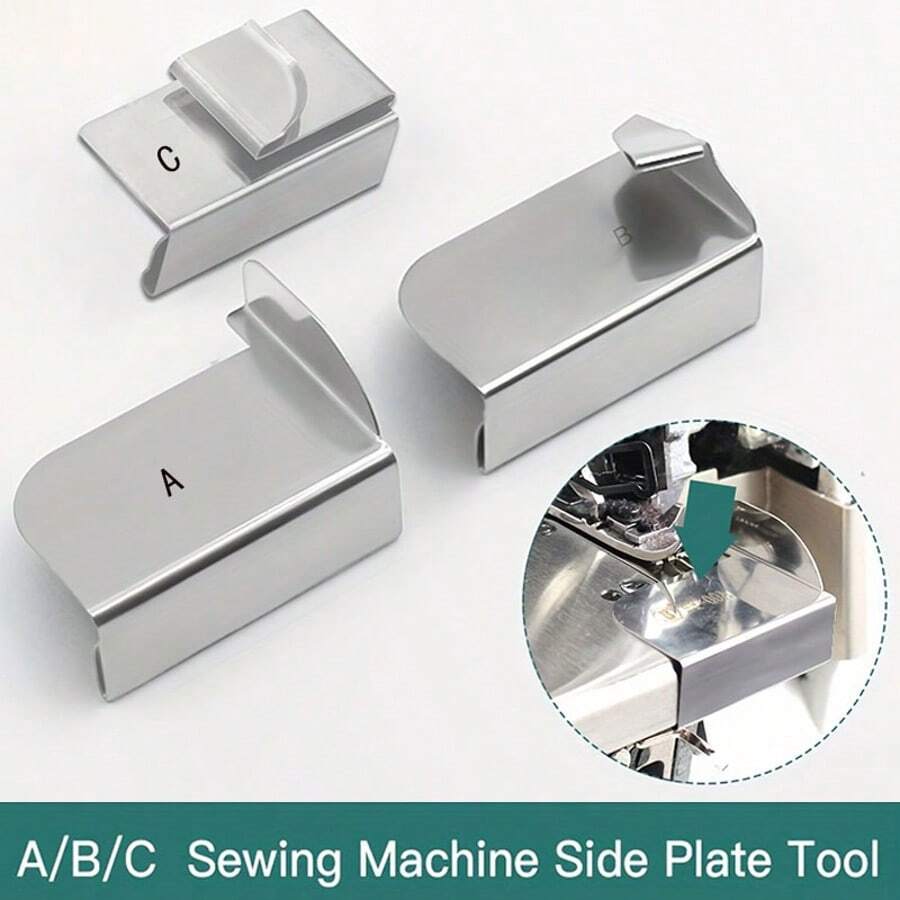 1/2/3pcs Sewing Machine Side Guide, Stainless Steel Overlock Guide Tool, Precise Edge Stitching And Fabric Positioning, Anti-Cut Hemming Guide, Suitable For Industrial Overlock Machines And Heavy Fabric Sewing