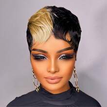Brazilian Virgin Hair Wig Short Pixie Cut Wig Human Hair For Women 180% Density Machine Made Wigs For Halloween With Can Be Cosplay & Daily Wear 1B/27 With 1B/30 Color - Multicolor - View 13