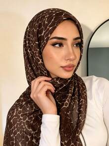 1 pieza Bufanda larga de mujer con estampado de bloques de color y textura de mármol, bufanda larga ligera y versátil de moda para el verano, pañuelo de protección solar musulmán, estilo bohemio, adecuado para uso diario en todas las estaciones - Multicolor - Ver 3