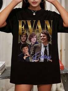 Evan Peters Shirt   Vintage 90s Retro Graphic T-Shirt, Classic Bootleg Rap Style Tee - 黑色 - 查看 1