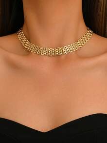 1 pieza Collar de cadena con diseño geométrico minimalista de moda para mujer, versátil para uso diario - multicolor - Ver 2